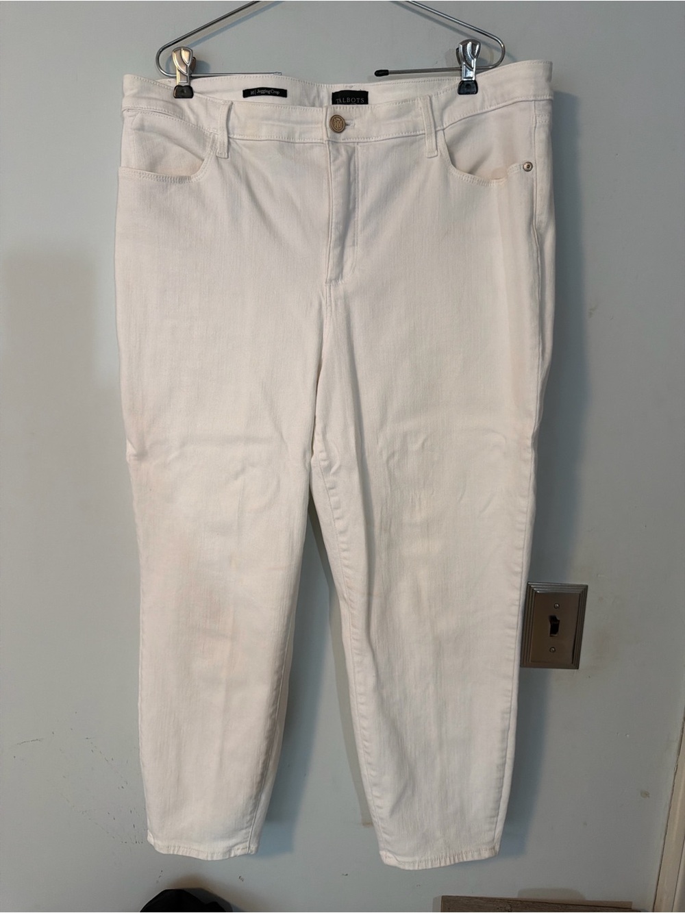 Talbots Jegging Crop White Stretch Denim Jeans Size 16 NWOT